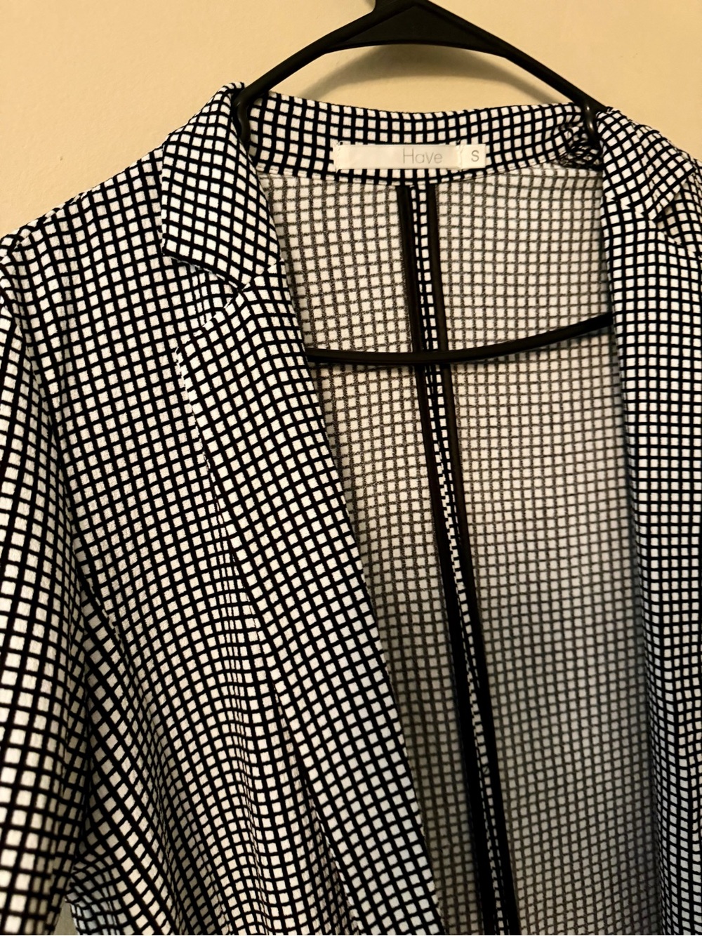 Black & White Check Open-Front Longline Jacket - Picture 2 of 4